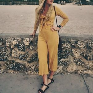 Free People Yellow Look at Me Jumpsuit